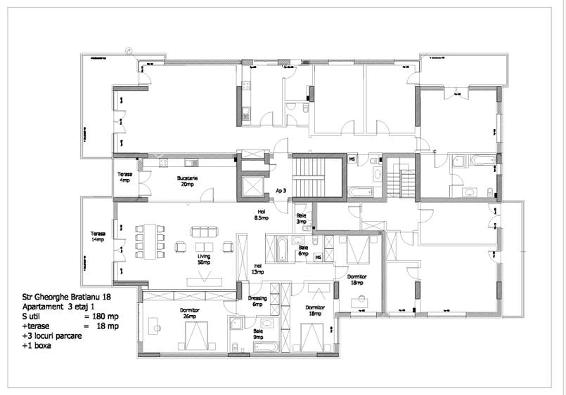 Apartament cu 4 camere decomandat în Kiseleff