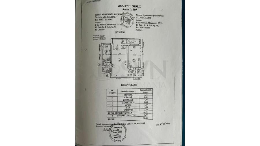 Apartament cu 2 camere semidecomandat, mobilat în P-ța Universității