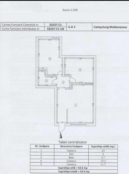 Apartament cu 3 camere semidecomandat în Central