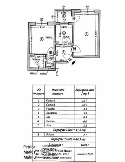 Apartament cu 2 camere decomandat în 1 Decembrie 1918