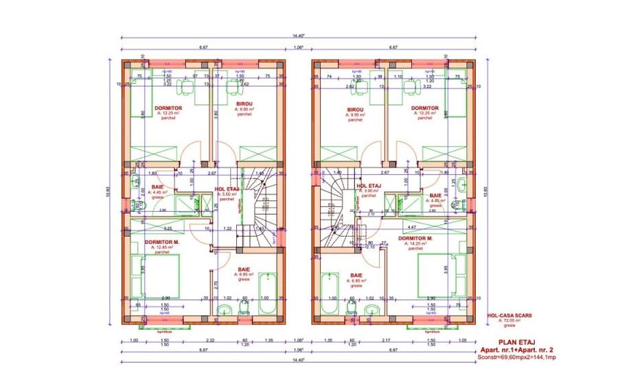 Duplex cu 5 camere cu Canalizare în Chișoda