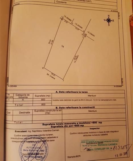 Teren Construcții intravilan de 800 mp, în Kamsas