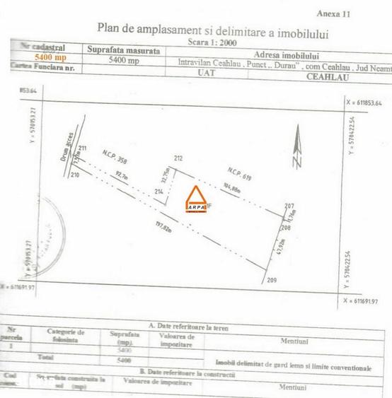Teren de 5400 mp, în Central