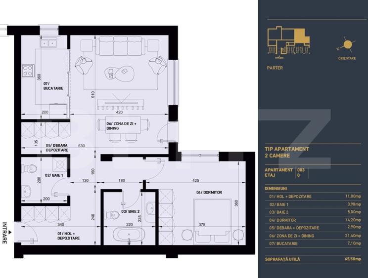 Apartament cu 2 camere decomandat în Răcădău