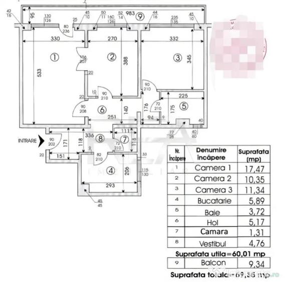 Apartament cu 3 camere decomandat în Drumul Taberei