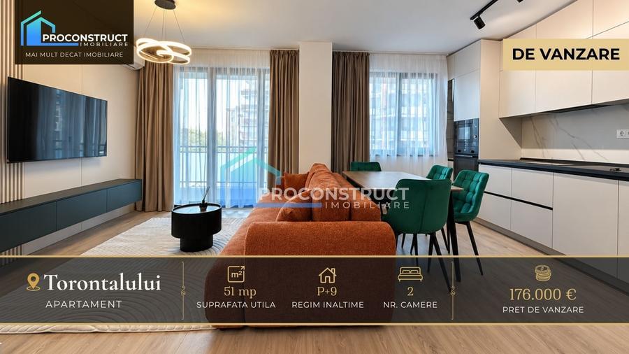 Apartament cu 2 camere decomandat, mobilat în Torontalului