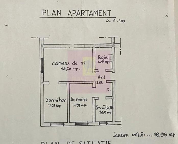Apartament cu 3 camere semidecomandat în Autogară