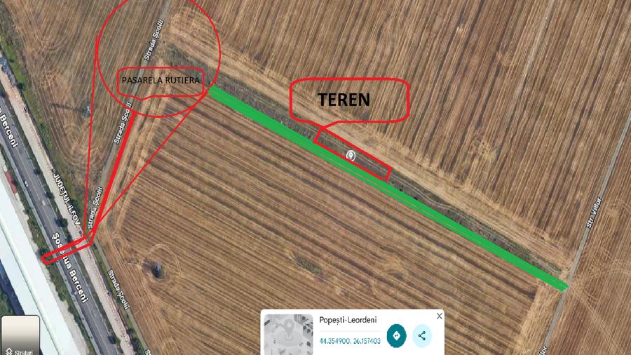 Teren agricol intravilan de 500 mp, în Popești-Leordeni