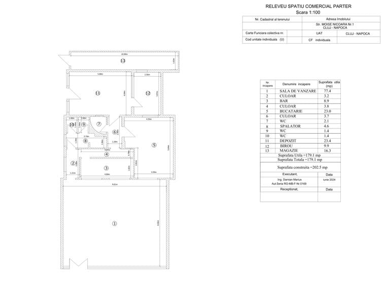 Spațiu comercial, de 179.10000610352 mp, în Andrei Mureșanu