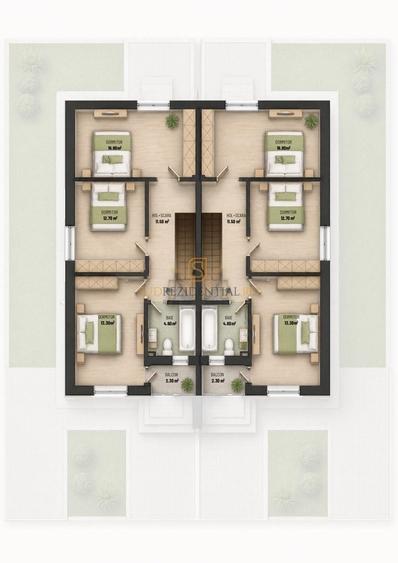 Duplex cu 4 camere cu Canalizare în Central