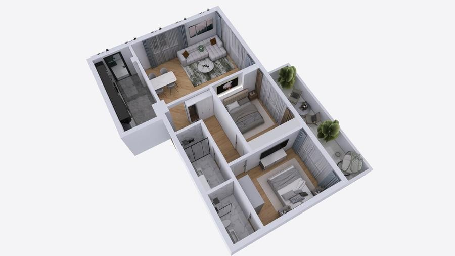Apartament cu 3 camere decomandat în Palazu Mare