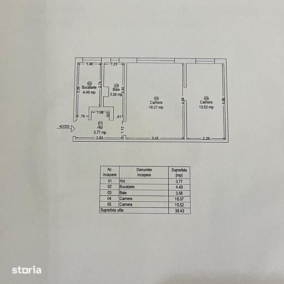 Apartament cu 2 camere semidecomandat în Medicină
