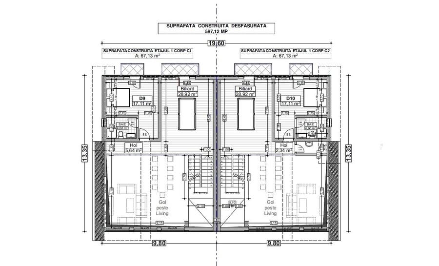 Duplex cu 10 camere cu Canalizare în Bran