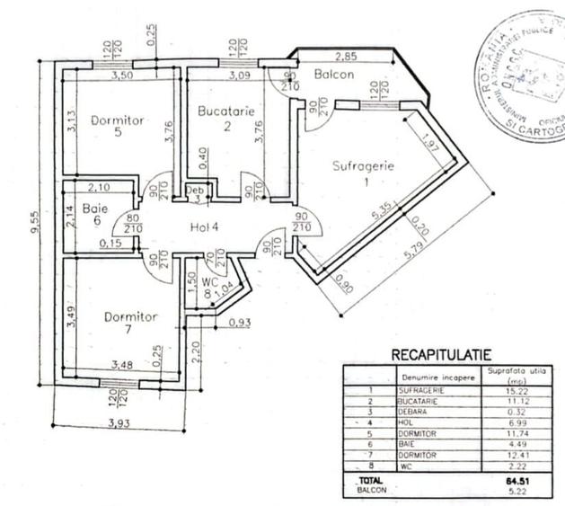 Apartament cu 3 camere decomandat în Cantacuzino