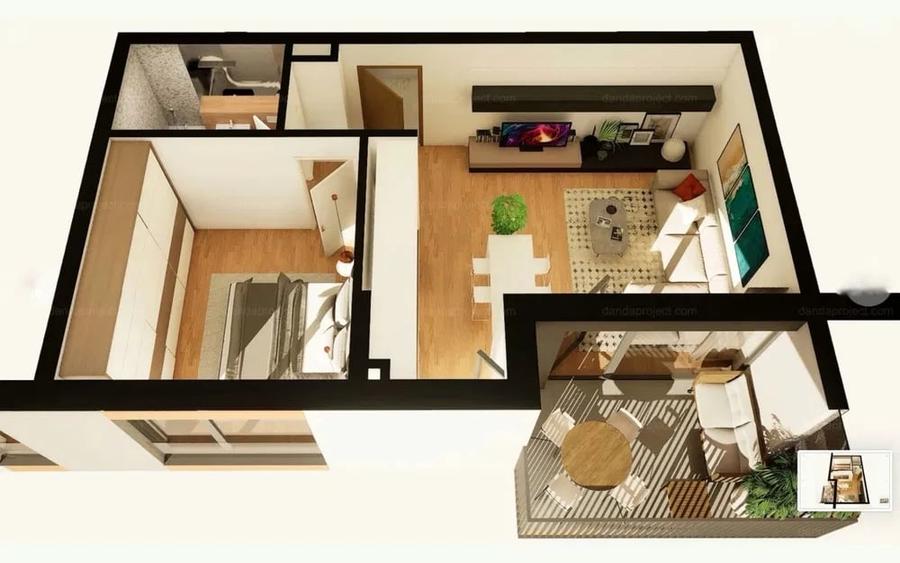 Apartament cu 2 camere semidecomandat în Între Lacuri