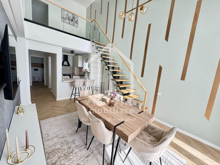 Penthouse cu 5 camere semidecomandat, mobilat în Cristian