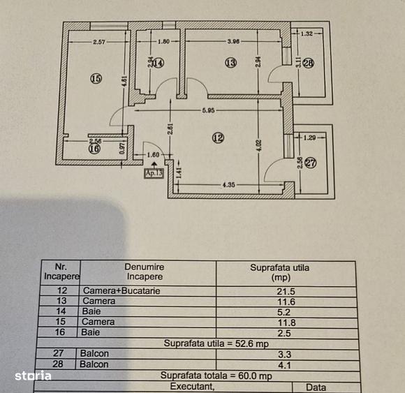 Apartament cu 3 camere decomandat în Central