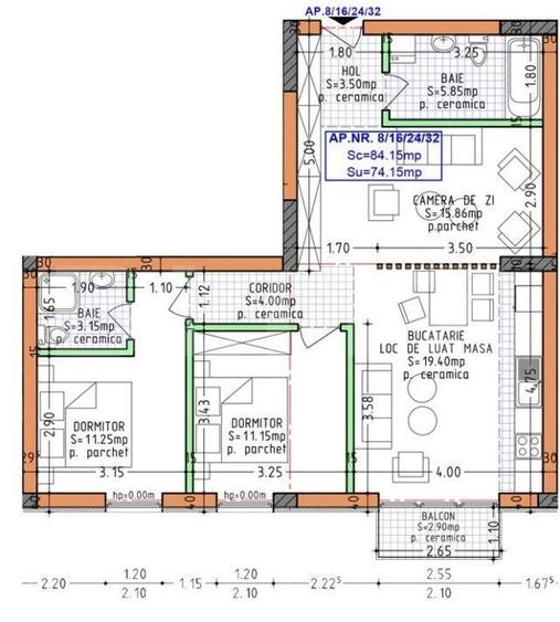 Apartament 3 camere, 71 mp, zona Calea Moldovei - 7