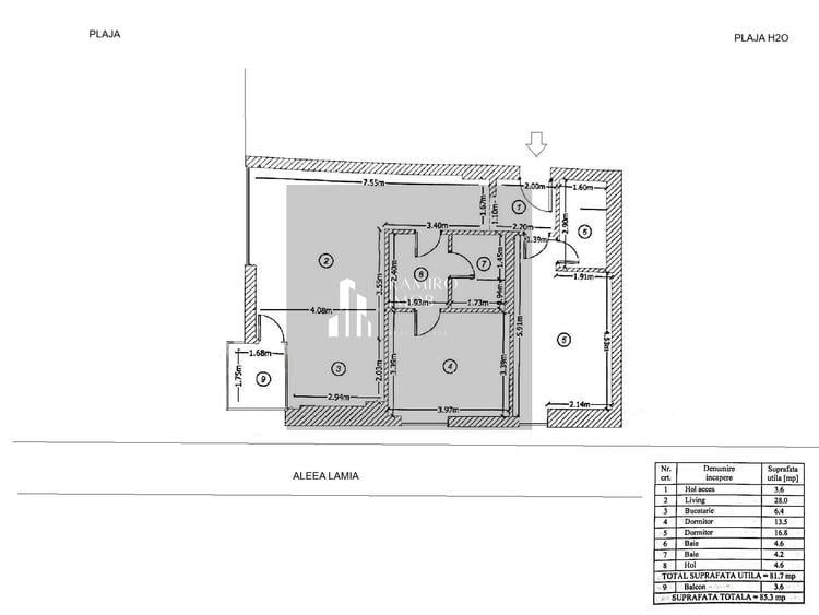 Apartament cu 3 camere în Nord
