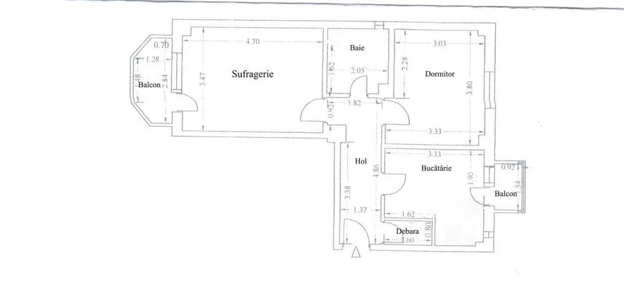 Apartament cu 2 camere decomandat în Capitol