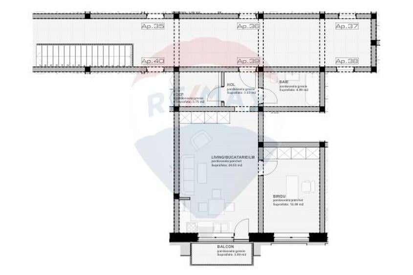 Apartament cu 2 camere decomandat în Sânpetru
