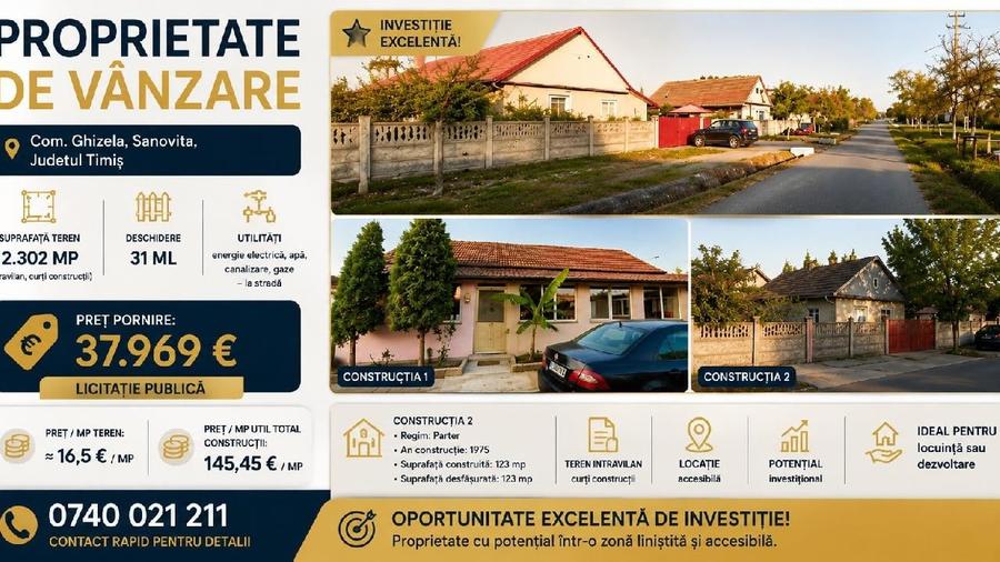 Casă individuală cu 3 camere cu Teren 2302 Mp în Șanovița