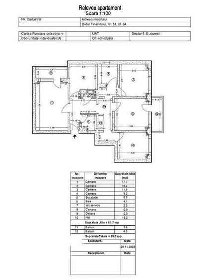 Apartament cu 4 camere decomandat în Tineretului