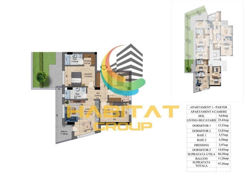 Apartament cu 4 camere în Berceni