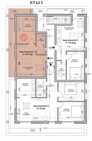 SE VINDE apartament NOU in Falticeni, 2 camere, etaj 2 - 2