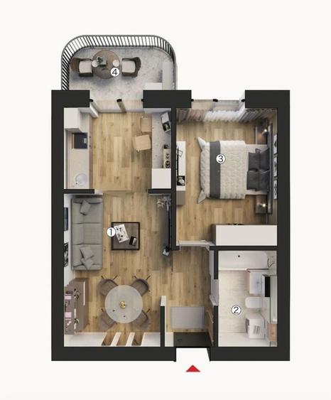 Apartament cu 2 camere semidecomandat, mobilat în Theodor Pallady