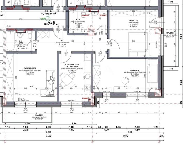 Apartament cu 3 camere semidecomandat, mobilat în Chinteni