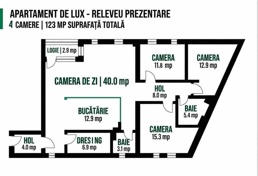 Apartament cu 4 camere semidecomandat în Timpuri Noi