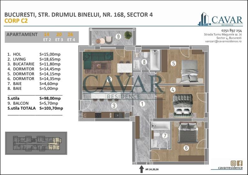 Apartament cu 4 camere în Metalurgiei