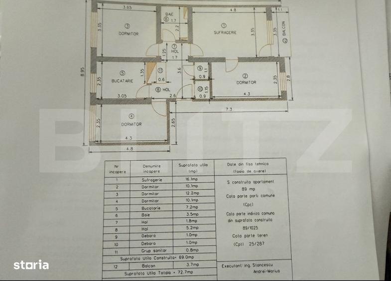 Apartament cu 4 camere decomandat în Aleea Trandafirilor