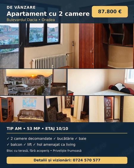 Apartament cu 2 camere decomandat în Rogerius