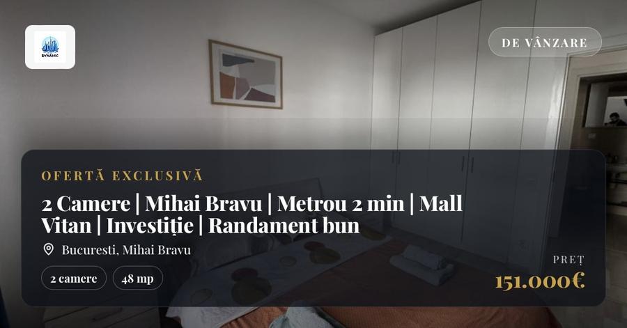 Apartament cu 2 camere decomandat în Mihai Bravu