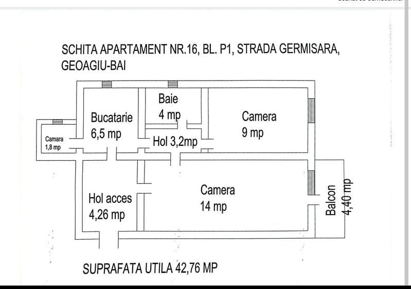 Apartament cu 2 camere decomandat în Geoagiu-Băi