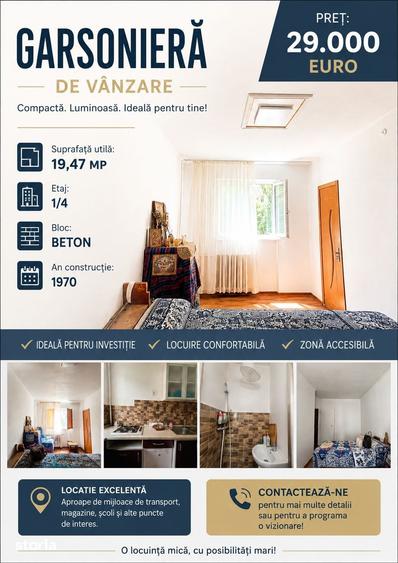 Garsoniera Ploie?ti, Sud | 19,47 mp | 29.000 FIX - 5