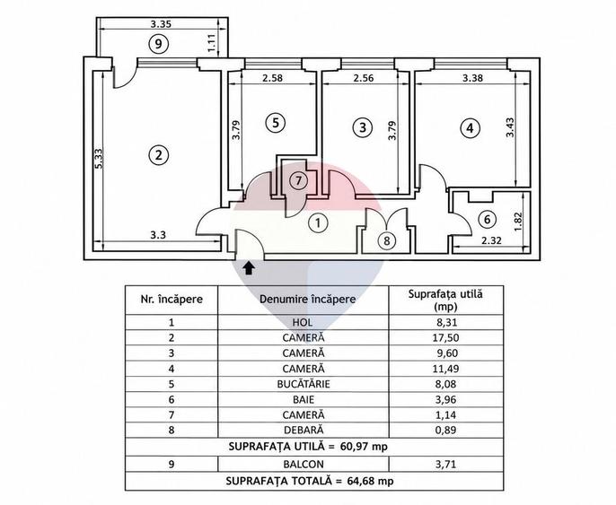 Apartament cu 3 camere decomandat în Drumul Taberei