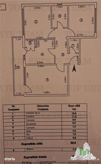 Apartament cu 3 camere decomandat în Obor