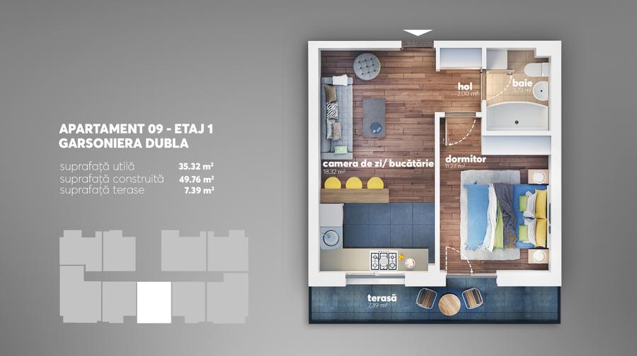 Apartament cu 2 camere decomandat în Apărătorii Patriei