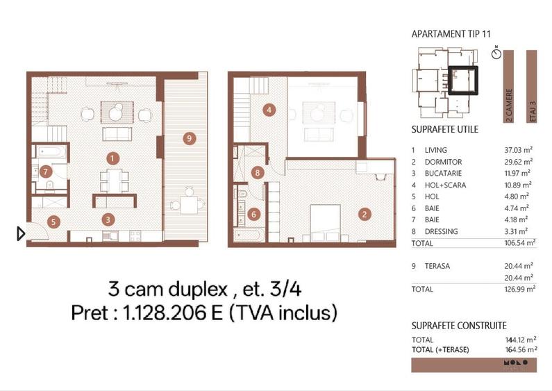 Apartament cu 3 camere decomandat în Floreasca