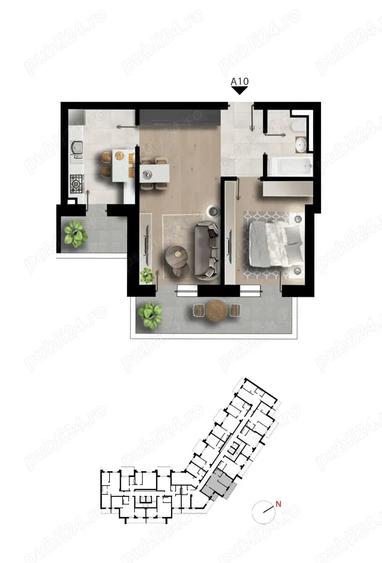 Apartament cu 2 camere în Păcii