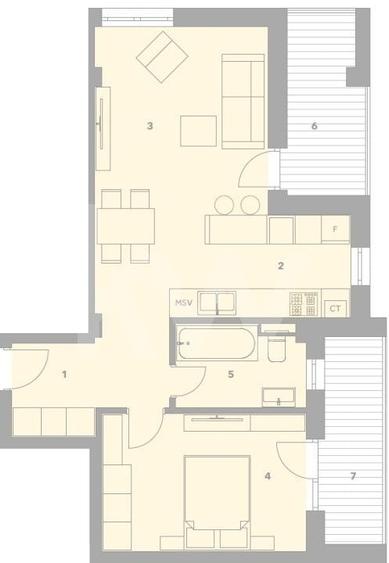Apartament cu 2 camere în Turnișor