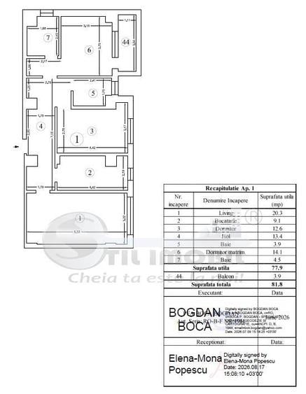 Apartament cu 3 camere decomandat în Galata