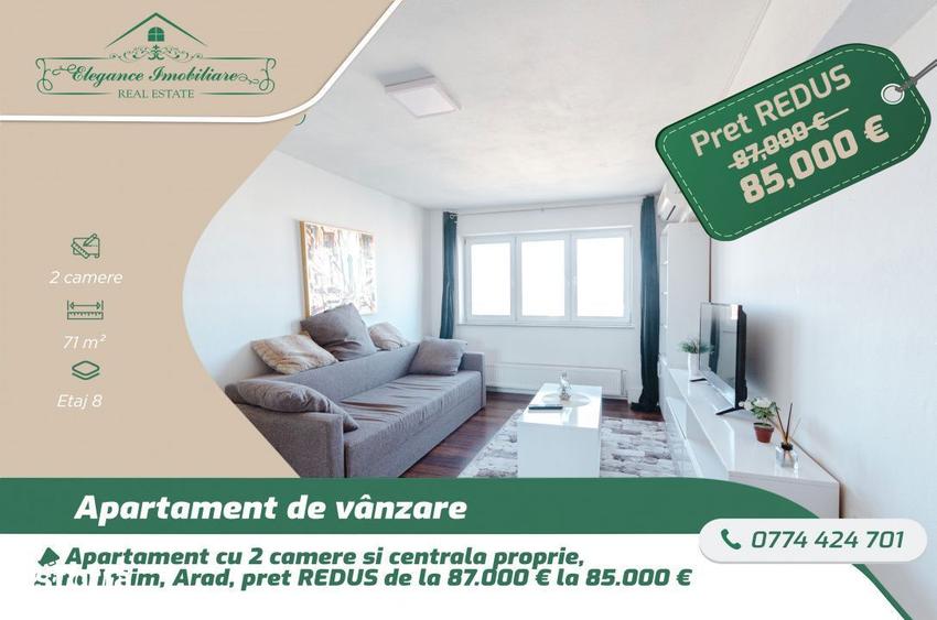 Apartament cu 2 camere semidecomandat, mobilat în Intim