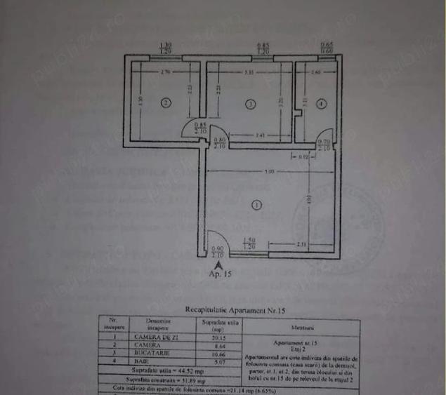 Apartament cu 2 camere semidecomandat, mobilat în Vișan