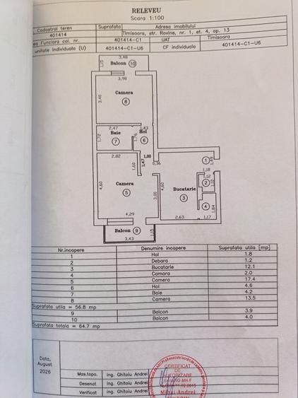 Apartament cu 2 camere decomandat, mobilat în Central