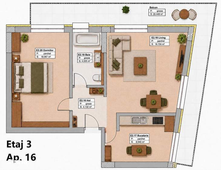 Apartament cu 2 camere în Tomis Plus