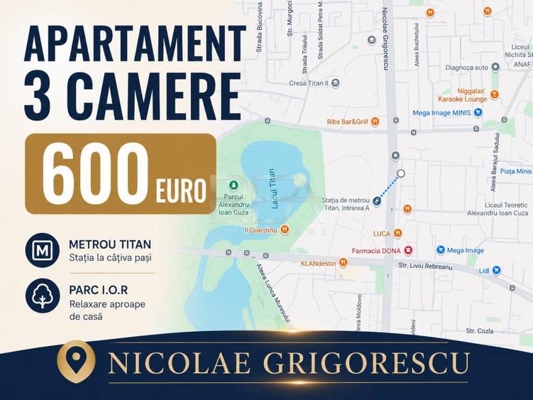 Apartament cu 3 camere decomandat în Nicolae Grigorescu